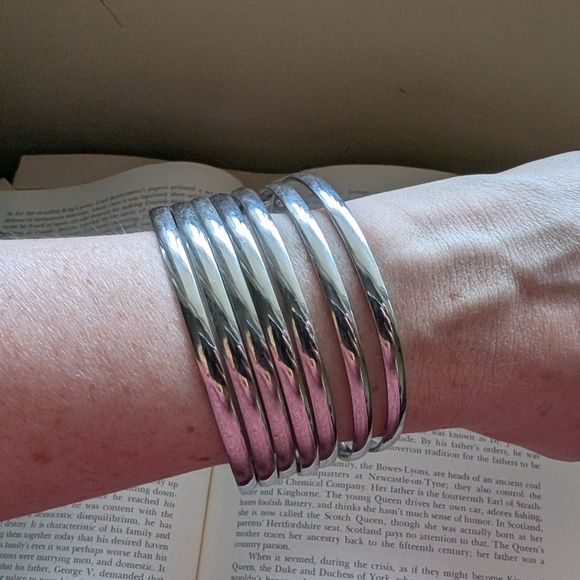 Silver Bangle Bracelet Set - Picture 10 of 11